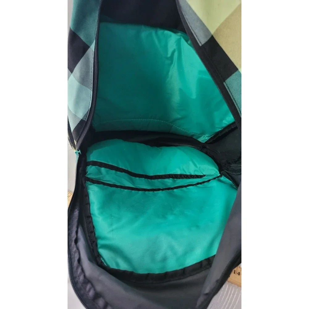Dakine Turquoise Black Yellow Plaid Large Adjustable Strap Multi Pocket Backpack